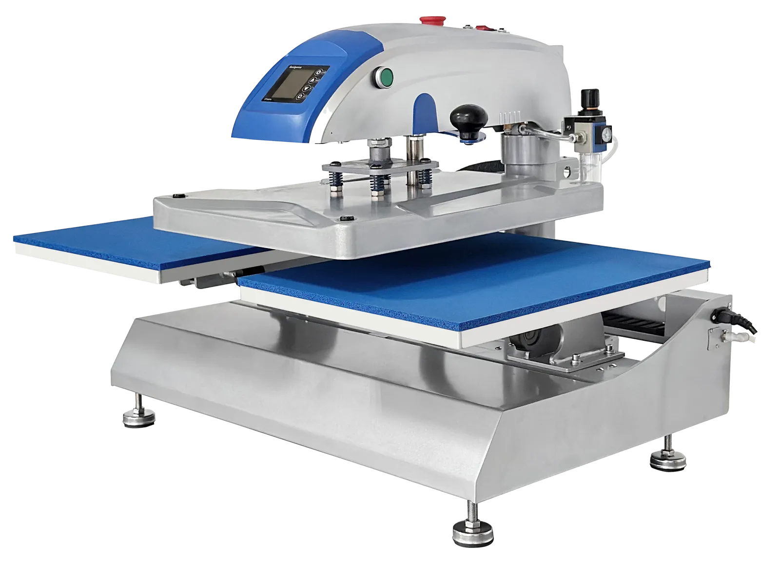RIVO Duplex Air from three-quarters, close on the dual-station head with both platens open